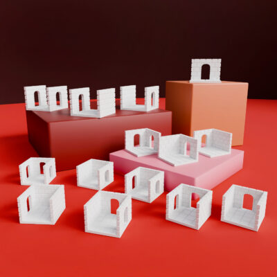 Set of 14 modular dungeon archway tiles for 3D printing