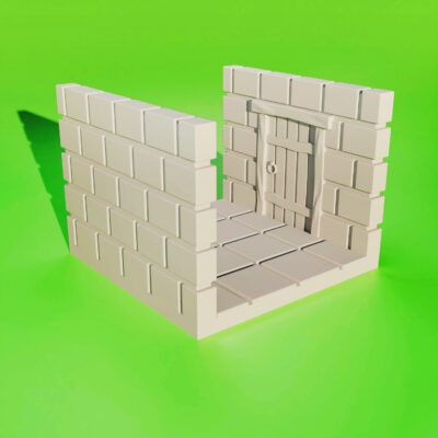 Modular corridor tile with a doorway on the right side for dungeons.